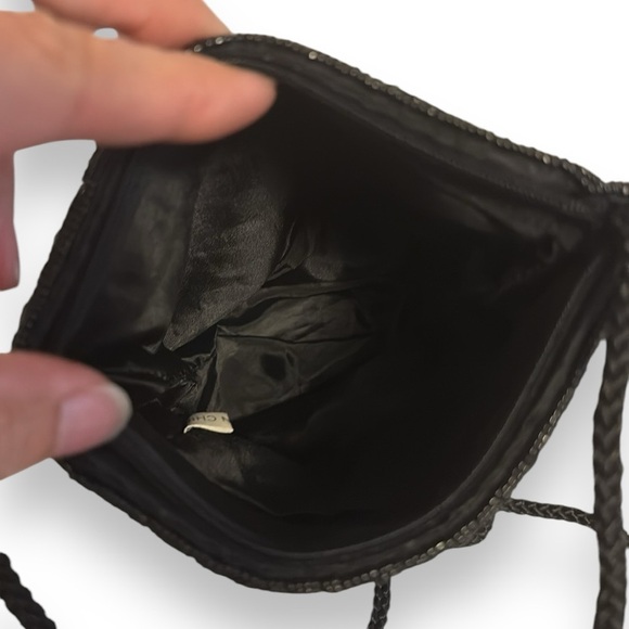 Vintage Mini Evening Bag Beaded Satin Black - Picture 6 of 6